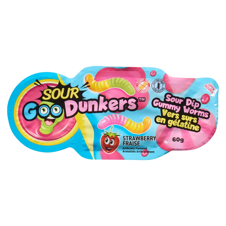 Sour Goo Dunkers – Vers gélifiés & gel acidulé Fraise